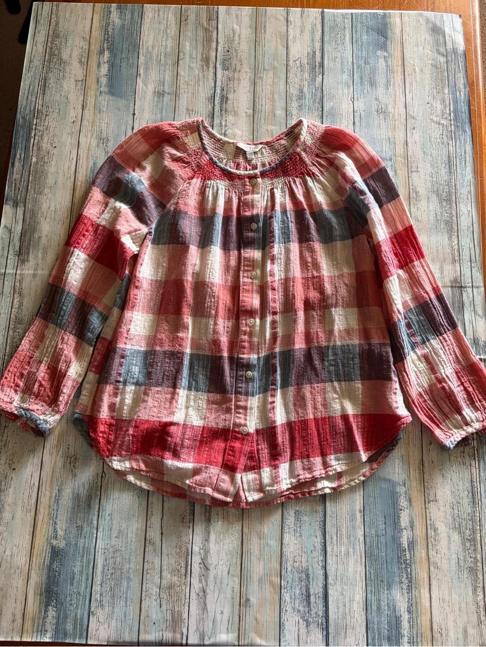Lucky Brand Women's Plaid Button Down 3 Quarter Sleeve Size Small - Picture 2 of 6